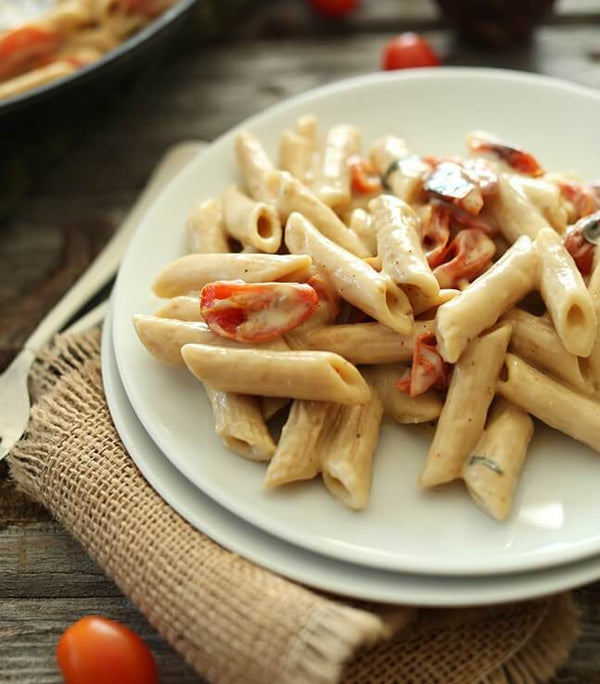 Creamy Garlic Pasta with Roasted Tomatoes