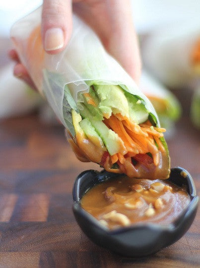 Vietnamese Rice Paper Rolls with Hoisin-Peanut Dipping Sauce