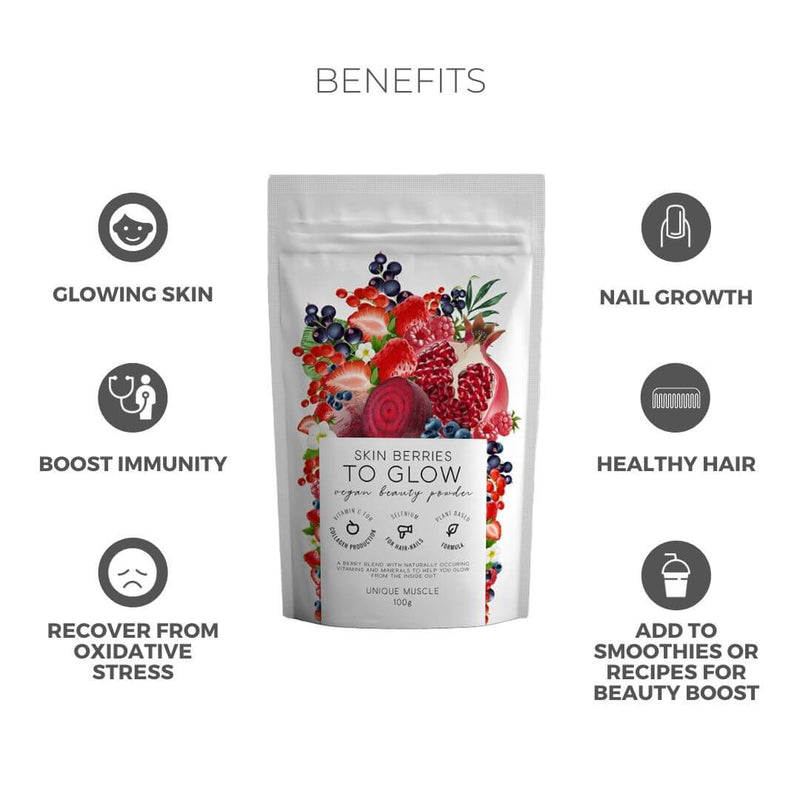 Skin Berries To Glow - Supplements for Skin, Hair & Nails - Unique Muscle